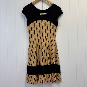 Effie's Heart Retro Feather Fit & Flare Dress M Houndstooth Twee Dark Academia